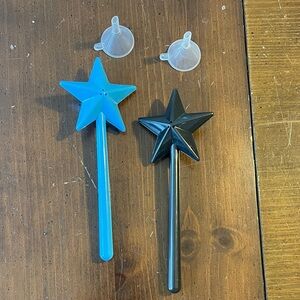 Star-Shaped Blue and Black Wand Salt Shakers Witch Spell Protection